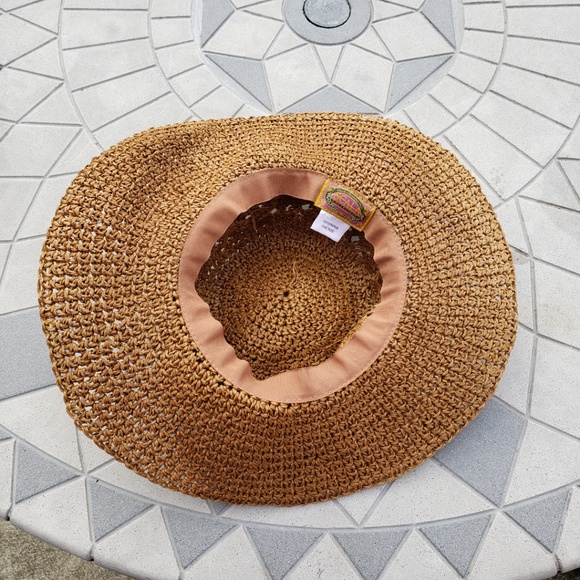 *SOLD*  Scala Crochet Raffia Bead Floppy Sun Hat - Picture 3 of 8